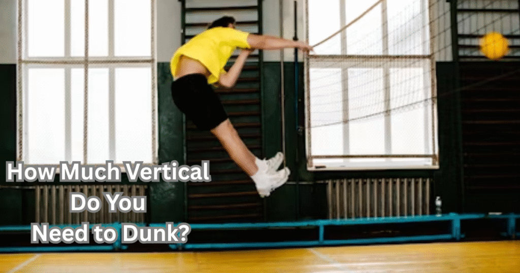 basketball player jumping to dunk showing required vertical jump