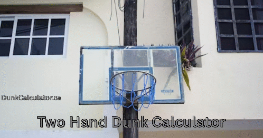 Two hand dunk calculator showing required vertical jump and rim clearance